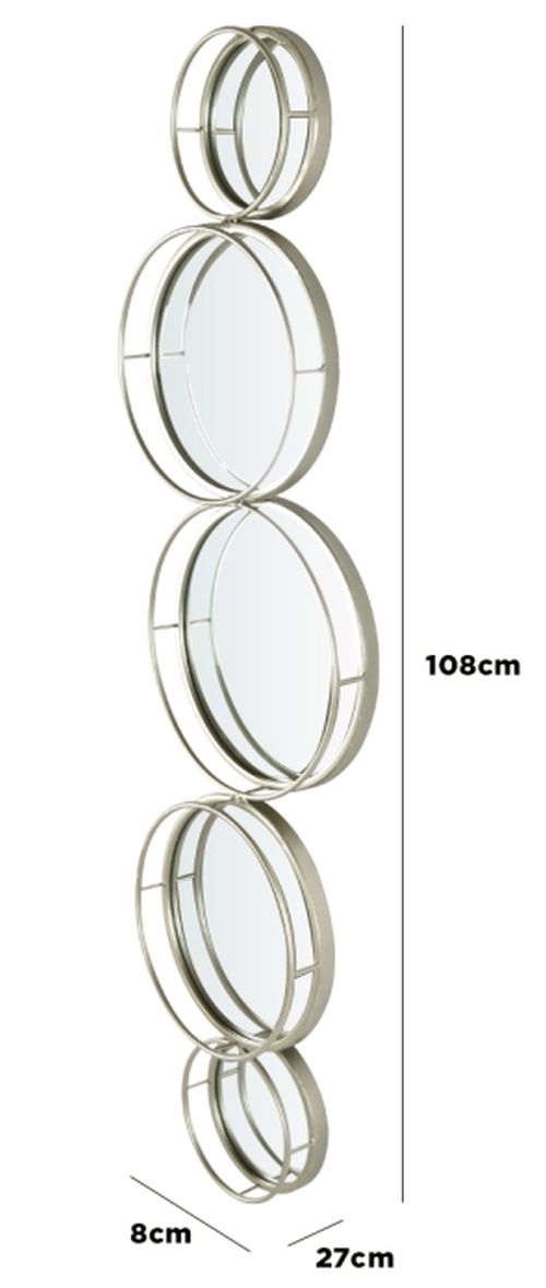 Product photograph of Lowa Silver Round Wall Mirror - 27cm X 108cm from Choice Furniture Superstore.